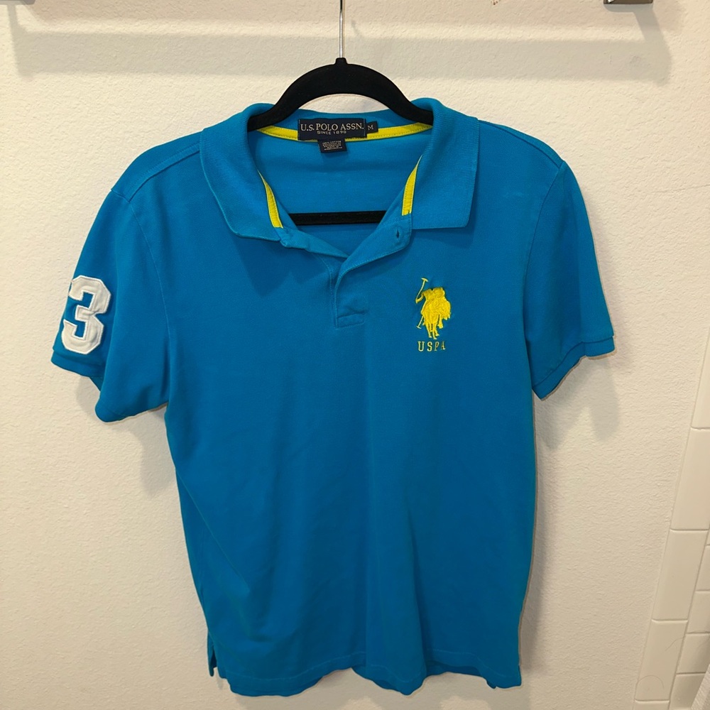 U.S. Polo Assn. Teal Polo Shirt with Yellow Emblem